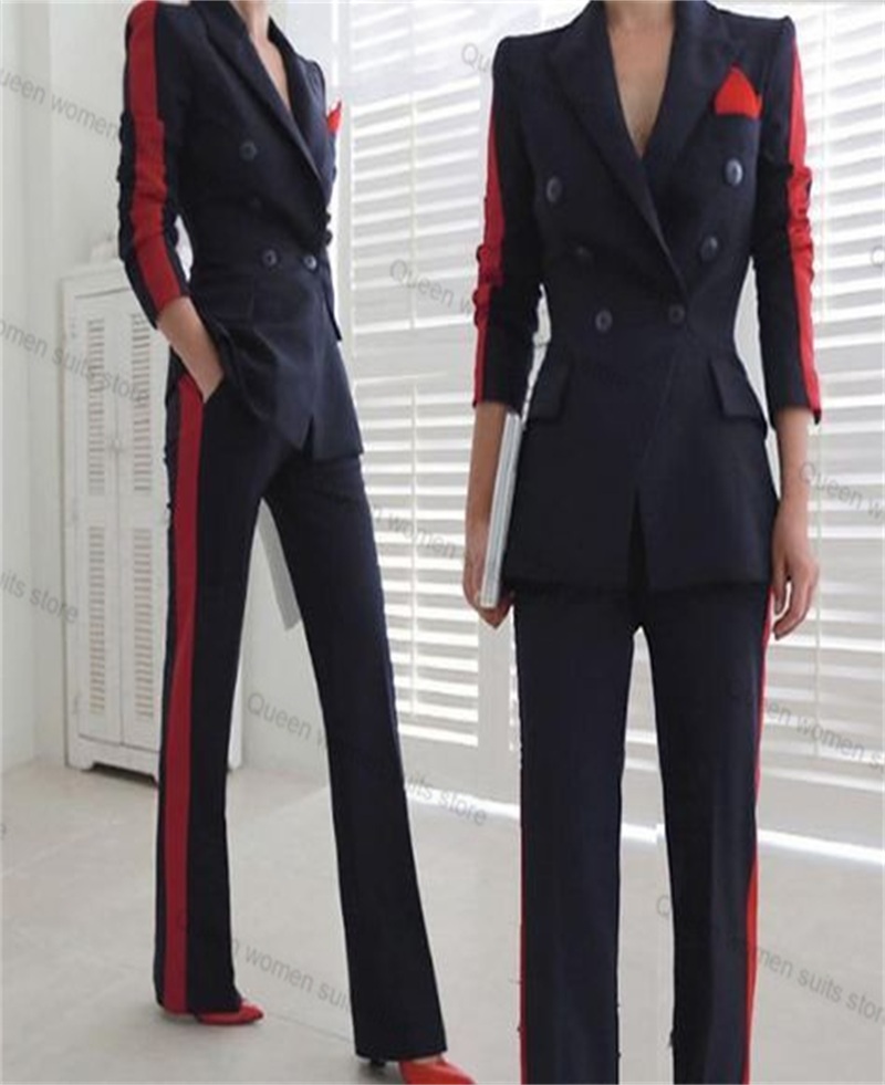 Women'S Formal Wear Jackets - Rood Zwart Herfst Vrouwen Pak Set