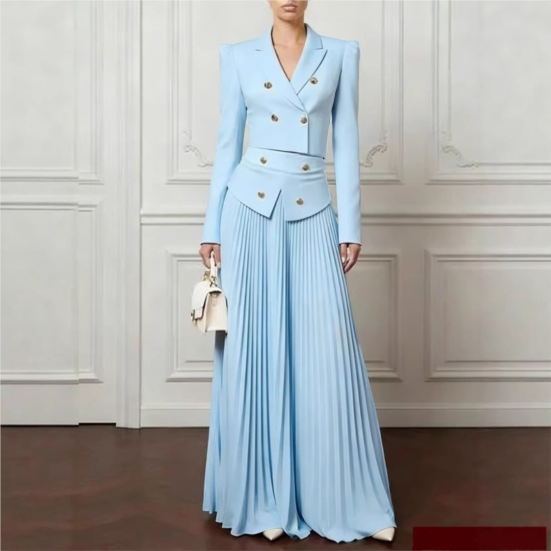 Formal Women'S Wear - Elegante temperament 2-delige set revers knoop