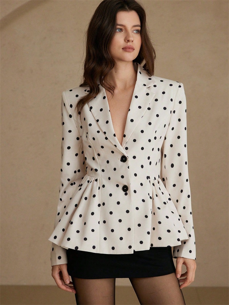 Wit Zwart Dot Damespak Blazer  - Women Formal Wear Black And White recensie en prijs