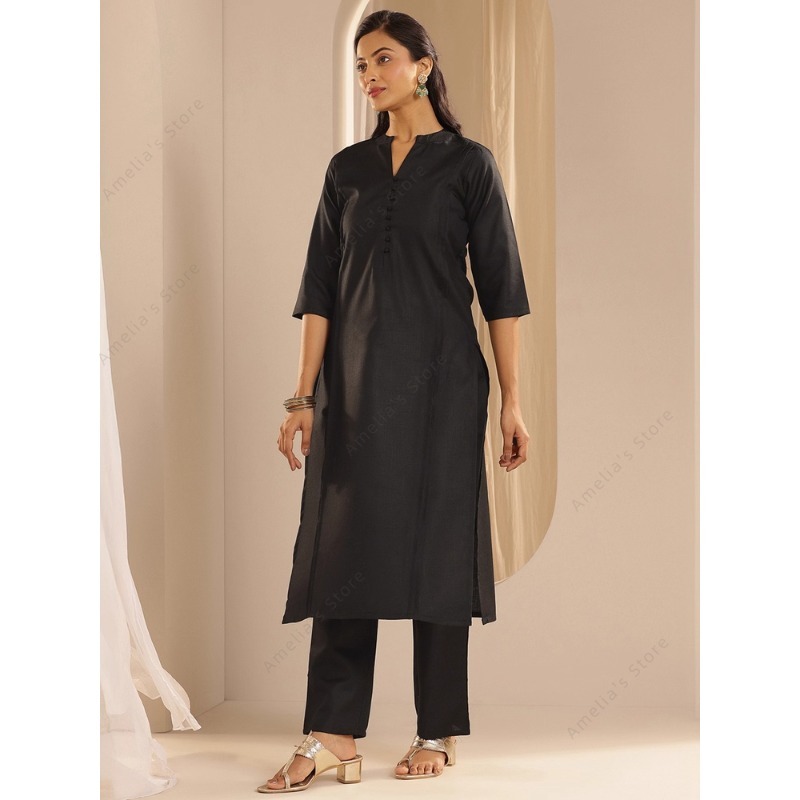 Dames Zwart Jacquard Kurta Pan - Women'S Formal Traditional Wear recensie en prijs